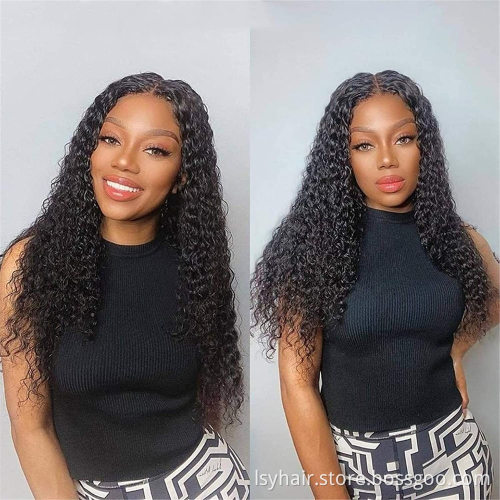 Wholesale 13*4 water wave lace front wigs human hair pre plucked frontal wig for black women full lace wigs with baby hair